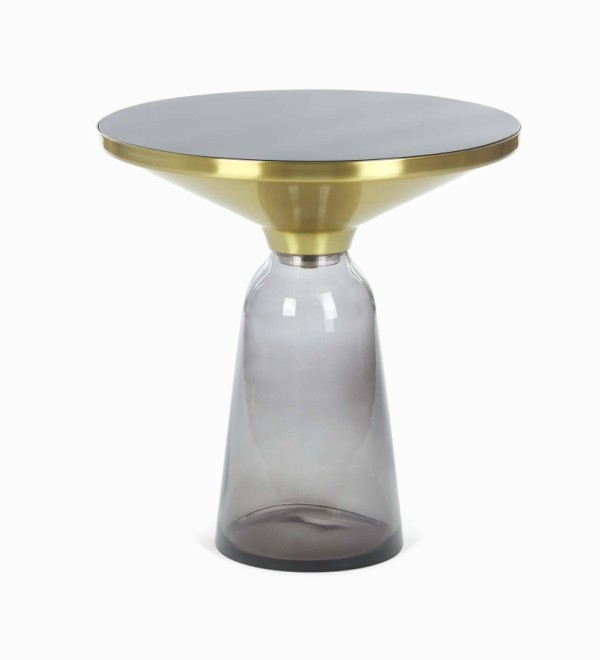 Кофейный столик Vaso Glass диаметр 50 (чёрный, серый)