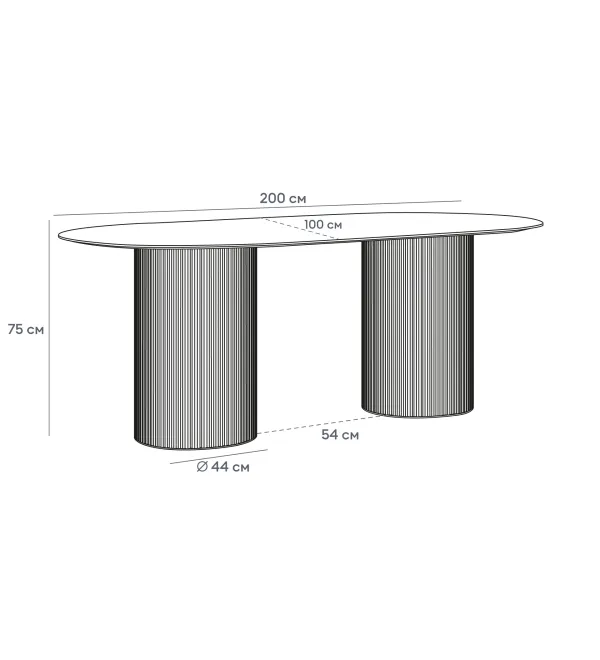 Стол обеденный овальный Mono Stripe 200х100
