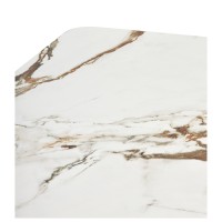 Стол БРОНТЕ (BRONTE) 200 раскл. KL-188 Цвет Бело-коричневый мрамор керамика/ ШАМПАНЬ, ®DISAUR