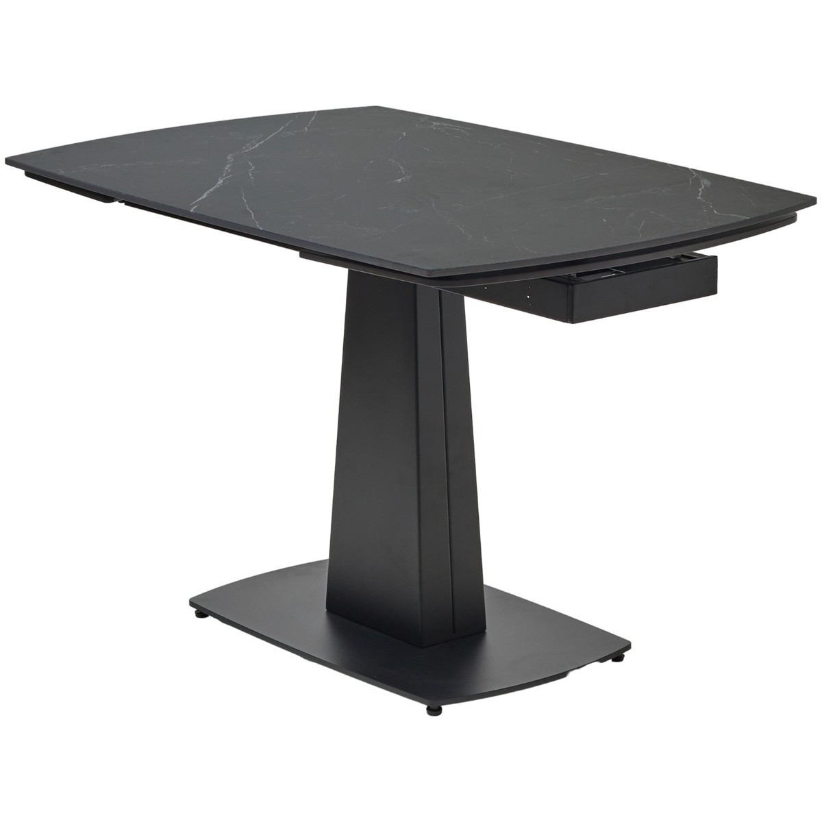 Стол БАЛД (BALDE)120 цвет ЧЕРНЫЙ МРАМОР МАТОВЫЙ (MATT BLACK MARBLE SOLID CERAMIC)/ ЧЕРНЫЙ, ®DISAUR