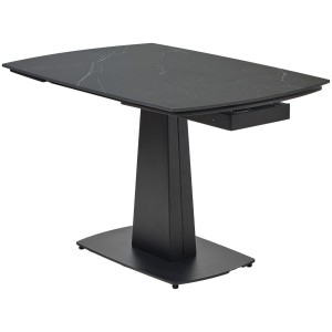Стол БАЛД (BALDE)120 цвет ЧЕРНЫЙ МРАМОР МАТОВЫЙ (MATT BLACK MARBLE SOLID CERAMIC)/ ЧЕРНЫЙ, ®DISAUR