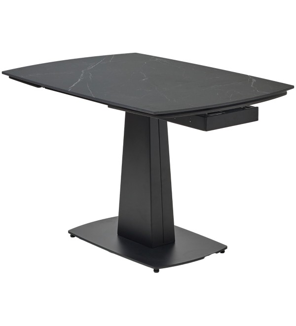 Стол БАЛД (BALDE)120 цвет ЧЕРНЫЙ МРАМОР МАТОВЫЙ (MATT BLACK MARBLE SOLID CERAMIC)/ ЧЕРНЫЙ, ®DISAUR