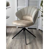 Стул АСТРА (ASTRA) 360 град. поворот Белый Sonic 23 ткань / 7525-01 велюр / черный каркас, ®DISAUR