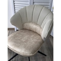 Стул АСТРА (ASTRA) 360 град. поворот Белый Sonic 23 ткань / 7525-01 велюр / черный каркас, ®DISAUR