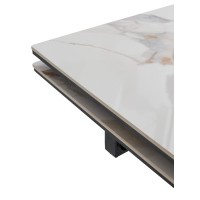 Стол ТАНГО 160 цвет Калакатта (CALACATTA GOLD), керамика / Черный каркас