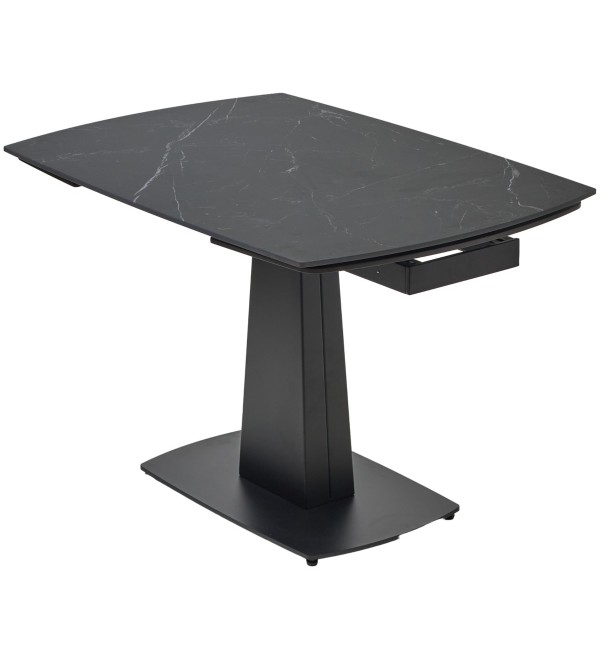 Стол БАЛД (BALDE) 140 цвет ЧЕРНЫЙ МРАМОР МАТОВЫЙ (MATT BLACK MARBLE SOLID CERAMIC )/ ЧЕРНЫЙ, ®DISAUR