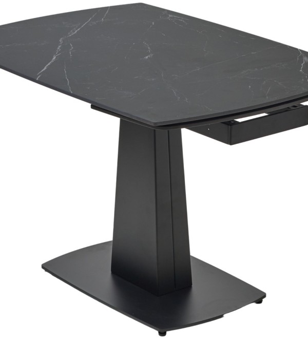 Стол БАЛД (BALDE) 140 цвет ЧЕРНЫЙ МРАМОР МАТОВЫЙ (MATT BLACK MARBLE SOLID CERAMIC )/ ЧЕРНЫЙ, ®DISAUR