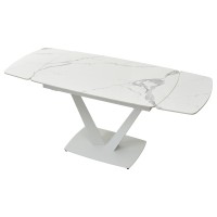 Стол АЛАТРИ (ALATRI) 120 цвет БЕЛЫЙ МРАМОР ГЛЯНЦ. (GLOSS STATUARIO WHITE), керамика / БЕЛЫЙ, ®DISAUR