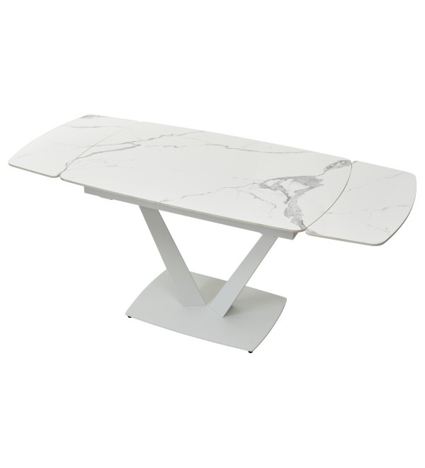 Стол АЛАТРИ (ALATRI) 120 цвет БЕЛЫЙ МРАМОР ГЛЯНЦ. (GLOSS STATUARIO WHITE), керамика / БЕЛЫЙ, ®DISAUR