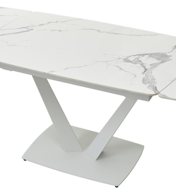 Стол АЛАТРИ (ALATRI) 120 цвет БЕЛЫЙ МРАМОР ГЛЯНЦ. (GLOSS STATUARIO WHITE), керамика / БЕЛЫЙ, ®DISAUR