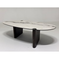 Стол кофейный АРН (ARN) цвет FENDI WHITE керамика на стекле/массив/ МДФ, дубовый шпон ®DISAUR