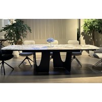 Стол БИРГЕР (BIRGER) 200 цвет KL-188 Бело-коричневый мрамор/ Темно-серый, ®DISAUR