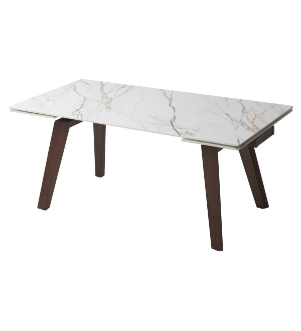 Стол БЭТИС (BETIS) 180 цвет Мрамор (MATTE GILDED WHITE SOLID CERAMIC) / Орех (WALNUT), ®DISAUR