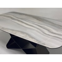 Стол АБСАЛОН (ABSALON) 180 цвет АГАТ (ICE AGAT), керамика на стекле / Шоколадное золото, ®DISAUR