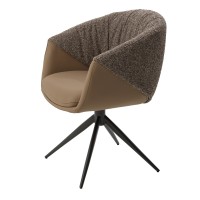 Стул ГИССЕН (GISSEN) 360 град, цвет КОФЕ HP032-08A PU / V885-1, ткань/ экокожа/ ТЕМНО-СЕРЫЙ, ®DISAUR