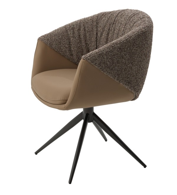 Стул ГИССЕН (GISSEN) 360 град, цвет КОФЕ HP032-08A PU / V885-1, ткань/ экокожа/ ТЕМНО-СЕРЫЙ, ®DISAUR