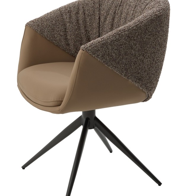 Стул ГИССЕН (GISSEN) 360 град, цвет КОФЕ HP032-08A PU / V885-1, ткань/ экокожа/ ТЕМНО-СЕРЫЙ, ®DISAUR