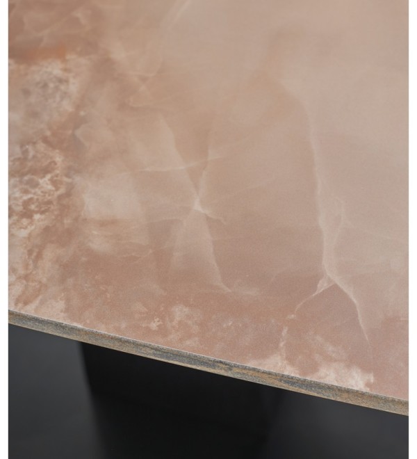 Стол БАЛД (BALDE) 120 цвет АМБЕР ЖАДЕ ГЛЯНЦЕВЫЙ (GLOSS AMBER JADE SOLID CERAMIC) / ЧЕРНЫЙ, ®DISAUR