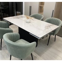 Стол АРИЯ 160 Пандора (PANDORA LIGHT), керамика / Черный каркас