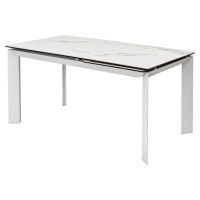 Стол КРЕМОНА (CREMONA) 140 цвет БЕЛЫЙ МРАМОР ГЛЯНЦ (HIGH GLOSS STATUARIO), керамика/ БЕЛЫЙ, ®DISAUR