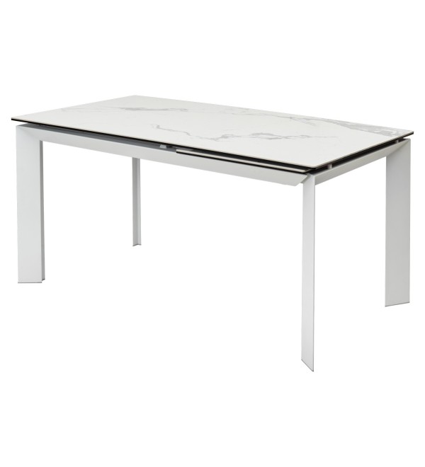 Стол КРЕМОНА (CREMONA) 140 цвет БЕЛЫЙ МРАМОР ГЛЯНЦ (HIGH GLOSS STATUARIO), керамика/ БЕЛЫЙ, ®DISAUR