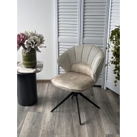 Стул АСТРА (ASTRA) 360 град. поворот Белый Sonic 23 ткань / 7525-01 велюр / черный каркас, ®DISAUR