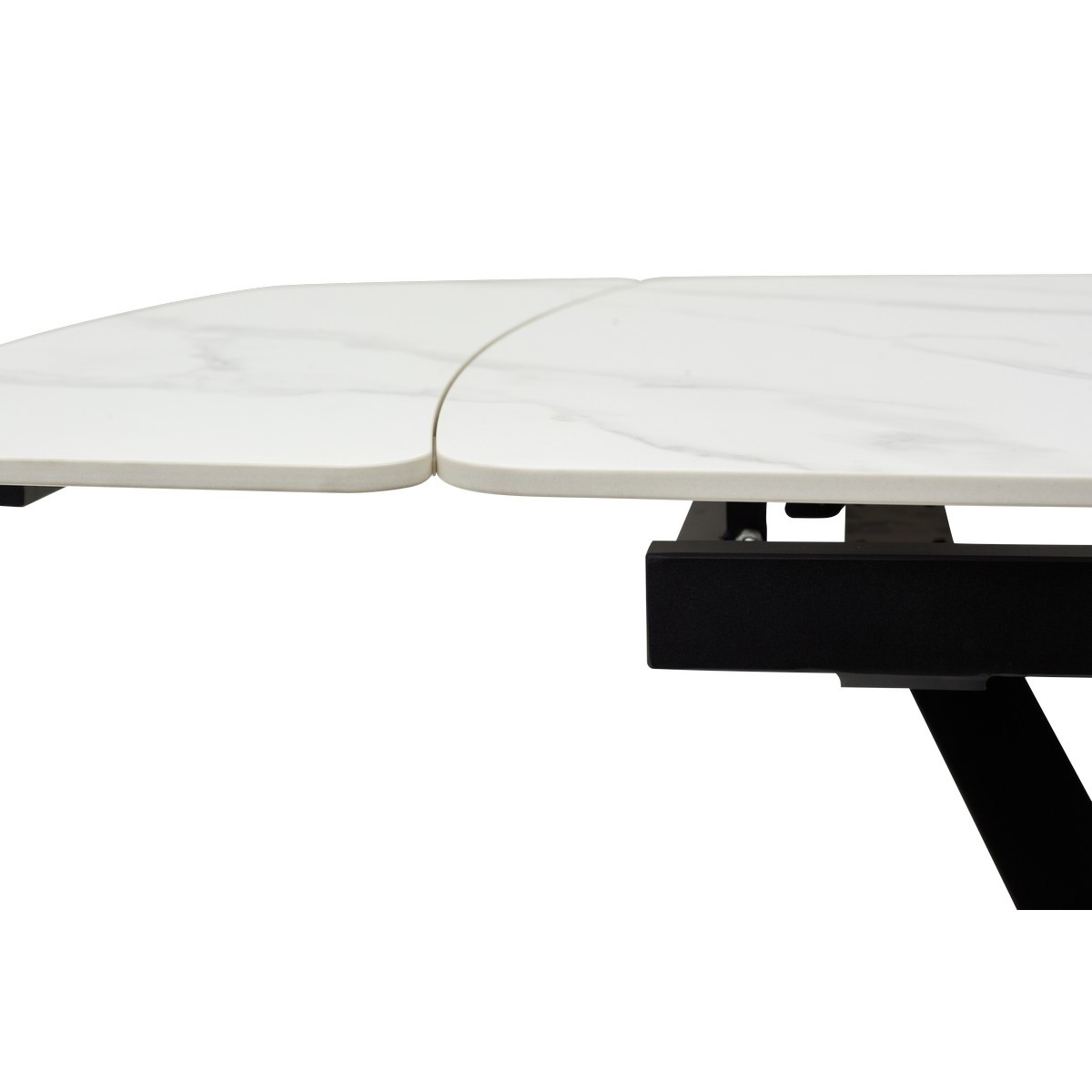 Стол АЛАТРИ (ALATRI) 120 цвет БЕЛЫЙ МРАМОР МАТОВЫЙ (MATT WHITE MARBLE) керамика / ЧЕРНЫЙ, ®DISAUR