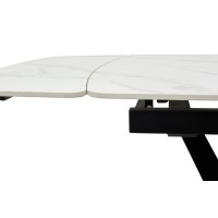 Стол АЛАТРИ (ALATRI) 120 цвет БЕЛЫЙ МРАМОР МАТОВЫЙ (MATT WHITE MARBLE) керамика / ЧЕРНЫЙ, ®DISAUR