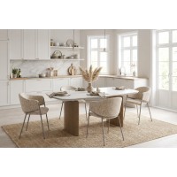 Стол КАЛВИН (CALVIN) 180 цвет КАРРАРА (SEMI-POLISHED SNOW CARRARA SOLID CERAMIC / СЕРЫЙ ДУБ, ®DISAUR