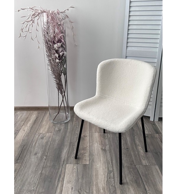 Стул RIYA UF992-01 Белый, teddy / черный каркас М-City