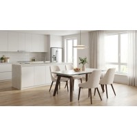 Стол БЭТИС (BETIS) 180 цвет Мрамор (MATTE GILDED WHITE SOLID CERAMIC) / Орех (WALNUT), ®DISAUR