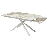 Стол РИВОЛИ (RIVOLI) 140 цвет ПАНДОРА (GLOSS LUXURY PANDORA SOLID CERAMIC) / БЕЛЫЙ, ®DISAUR