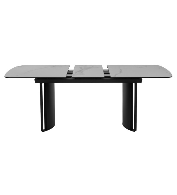 Стол РАСМУС (RASMUS) 160 цвет TL-45 Белый мрамор, испанская керамика / ЧЕРНЫЙ, ®DISAUR