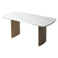 Стол КАЛВИН (CALVIN) 180 цвет КАРРАРА (SEMI-POLISHED SNOW CARRARA SOLID CERAMIC / СЕРЫЙ ДУБ, ®DISAUR