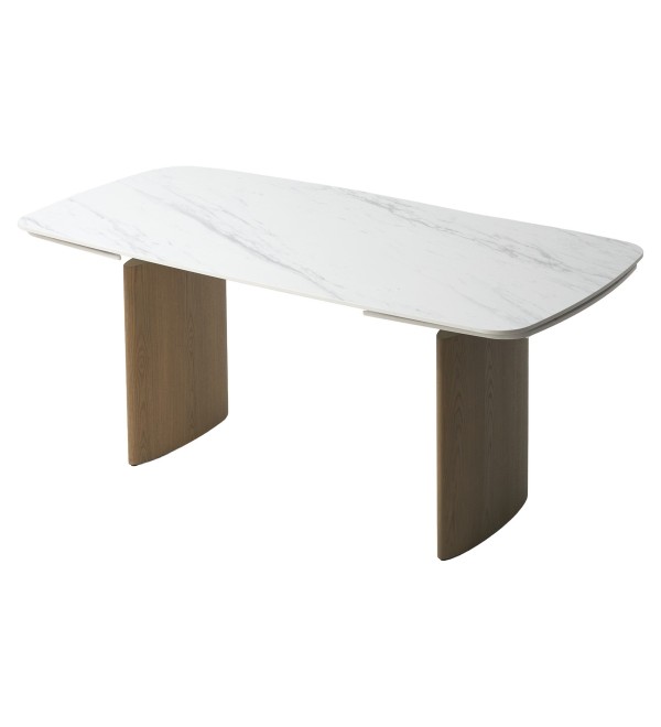 Стол КАЛВИН (CALVIN) 180 цвет КАРРАРА (SEMI-POLISHED SNOW CARRARA SOLID CERAMIC / СЕРЫЙ ДУБ, ®DISAUR
