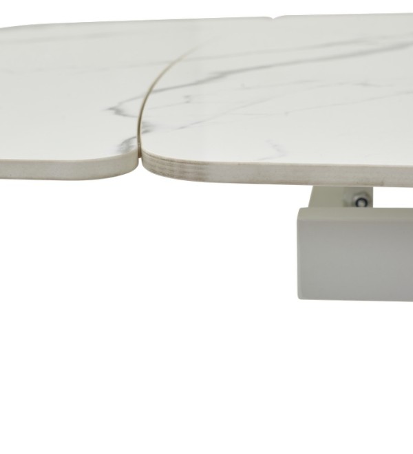 Стол АЛАТРИ (ALATRI) 120 цвет БЕЛЫЙ МРАМОР ГЛЯНЦ. (GLOSS STATUARIO WHITE), керамика / БЕЛЫЙ, ®DISAUR