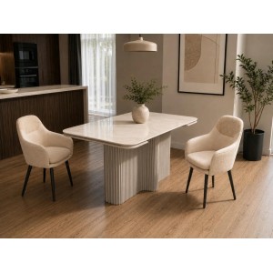 Стол КАЛИПСО МИНИ 140 цвет ONYX SOFT CREAM, керамика / латте каркас