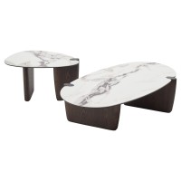 Стол кофейный АРН (ARN) цвет FENDI WHITE керамика на стекле/массив/ МДФ, дубовый шпон ®DISAUR