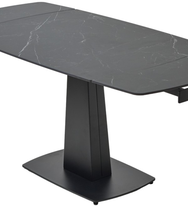 Стол БАЛД (BALDE) 140 цвет ЧЕРНЫЙ МРАМОР МАТОВЫЙ (MATT BLACK MARBLE SOLID CERAMIC )/ ЧЕРНЫЙ, ®DISAUR