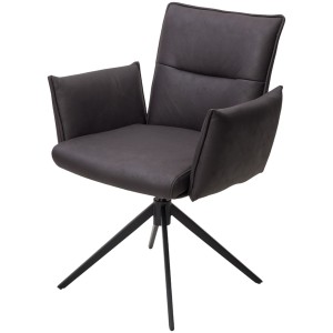 Стул ДИН (DEAN) 360 град.поворот. цвет ТЕМНО-СЕРЫЙ, экокожа Maison 99# / Черный, ®DISAUR