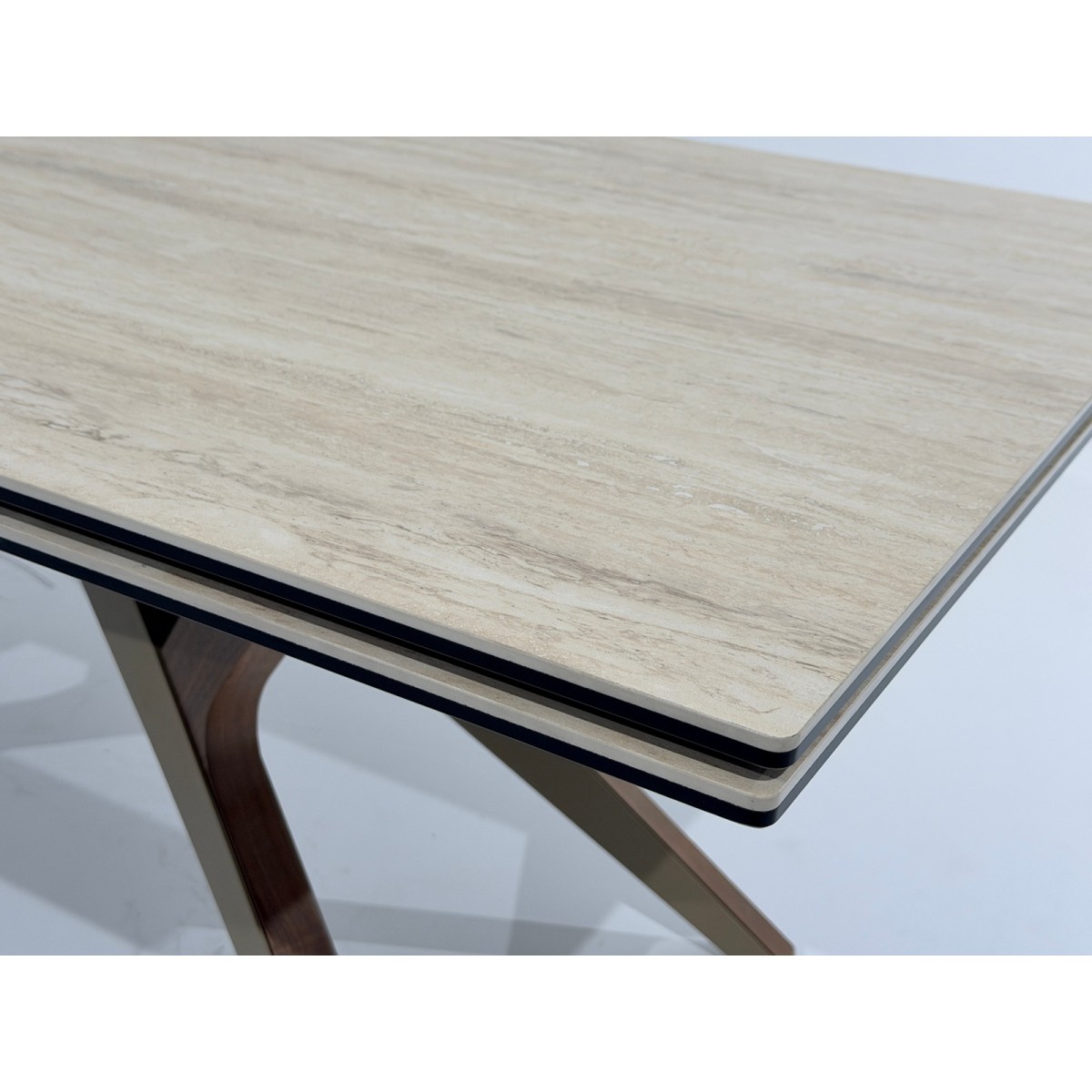 Стол КОСТА (COSTA) 180 ТРАВЕРТИН (MATTE SPANISH TRAVERTINE) керамика/ Латте / Орех натур, ®DISAUR
