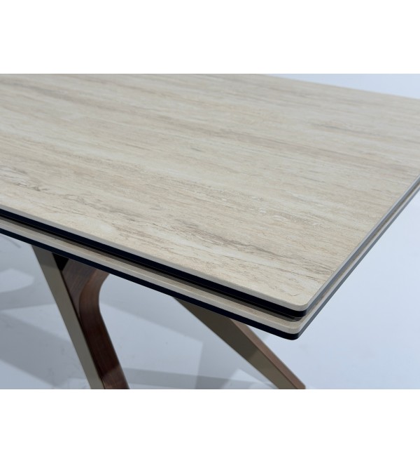 Стол КОСТА (COSTA) 180 ТРАВЕРТИН (MATTE SPANISH TRAVERTINE) керамика/ Латте / Орех натур, ®DISAUR