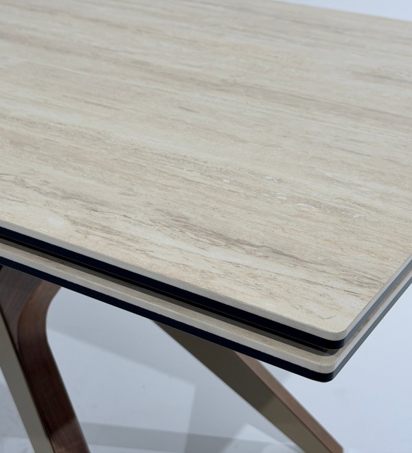 Стол КОСТА (COSTA) 180 ТРАВЕРТИН (MATTE SPANISH TRAVERTINE) керамика/ Латте / Орех натур, ®DISAUR