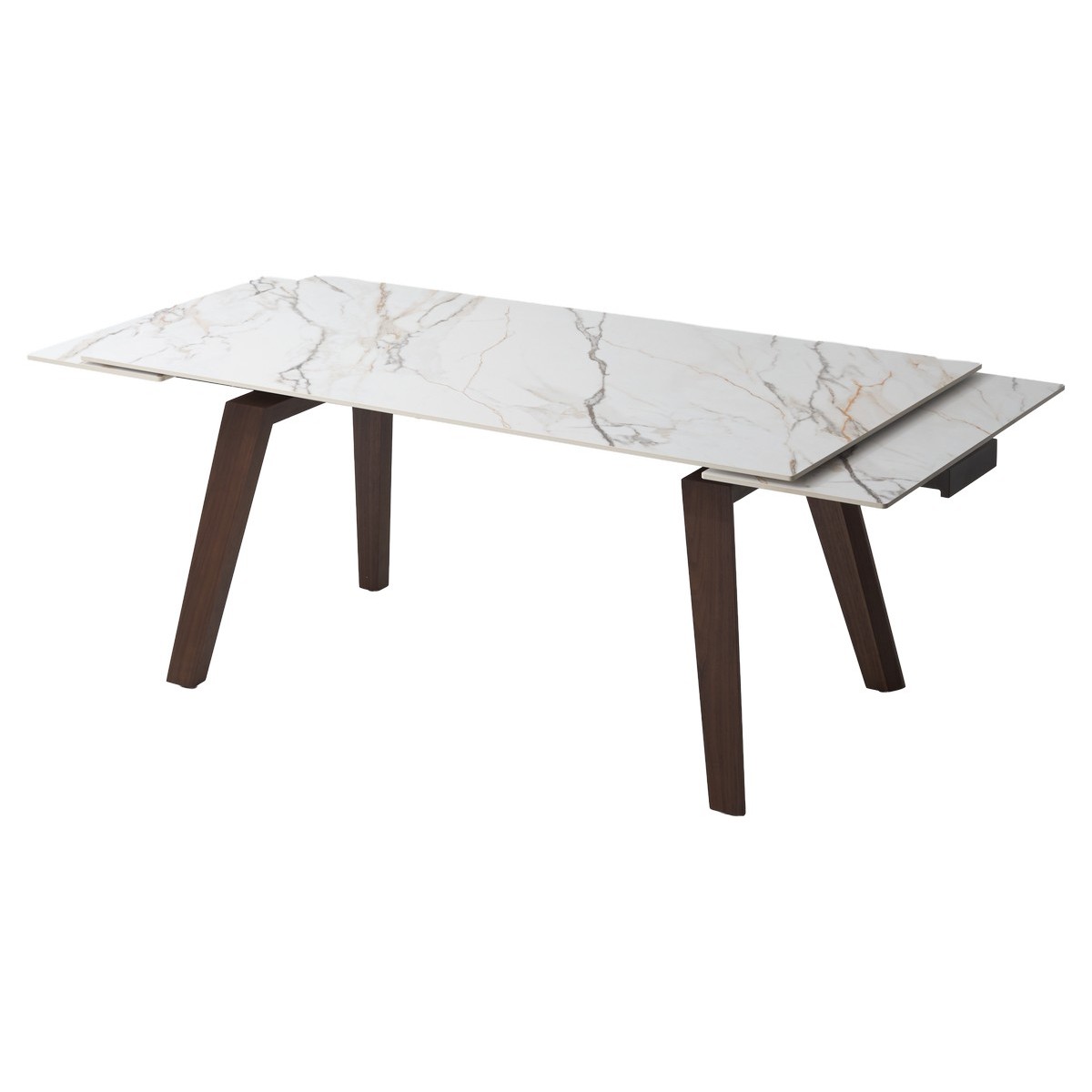 Стол БЭТИС (BETIS) 180 цвет Мрамор (MATTE GILDED WHITE SOLID CERAMIC) / Орех (WALNUT), ®DISAUR
