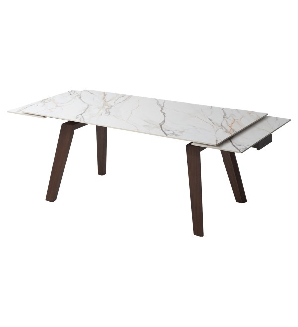 Стол БЭТИС (BETIS) 180 цвет Мрамор (MATTE GILDED WHITE SOLID CERAMIC) / Орех (WALNUT), ®DISAUR