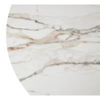 Стол АДАЖИО 115 КРУГЛЫЙ цвет МРАМОР (GILT WHITE), керамика / Латте каркас