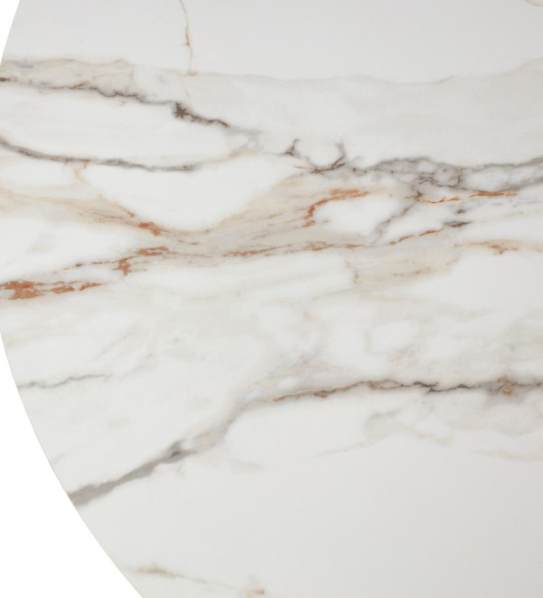 Стол АДАЖИО 115 КРУГЛЫЙ цвет МРАМОР (GILT WHITE), керамика / Латте каркас