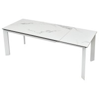 Стол КРЕМОНА (CREMONA) 140 цвет БЕЛЫЙ МРАМОР ГЛЯНЦ (HIGH GLOSS STATUARIO), керамика/ БЕЛЫЙ, ®DISAUR
