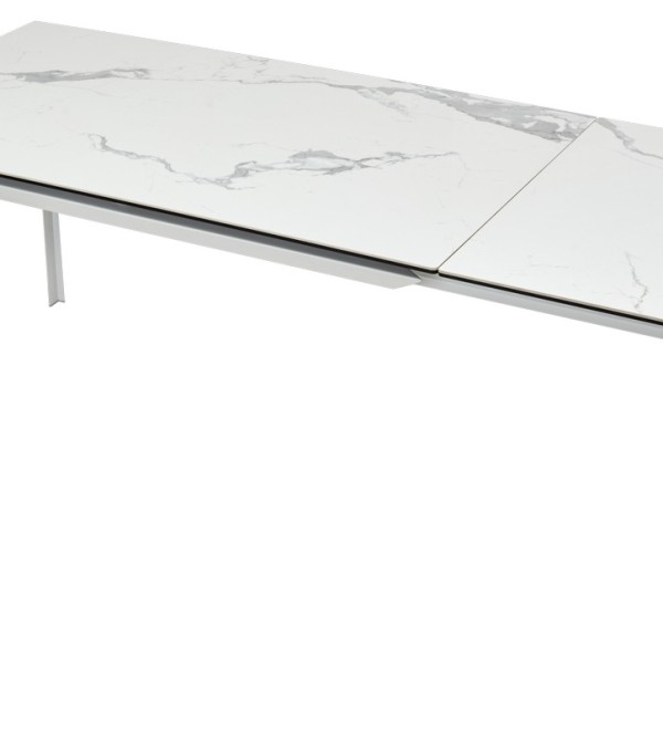Стол КРЕМОНА (CREMONA) 140 цвет БЕЛЫЙ МРАМОР ГЛЯНЦ (HIGH GLOSS STATUARIO), керамика/ БЕЛЫЙ, ®DISAUR