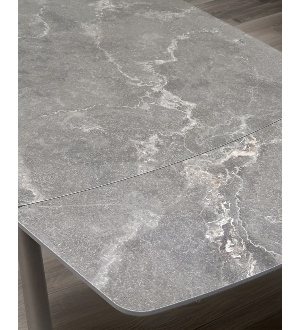 Стол РИВОЛИ (RIVOLI) 140 цвет ЛАТТЕ МАТОВЫЙ (MATT LATTE STONE SOLID CERAMIC) / ТАУПЕ, ®DISAUR